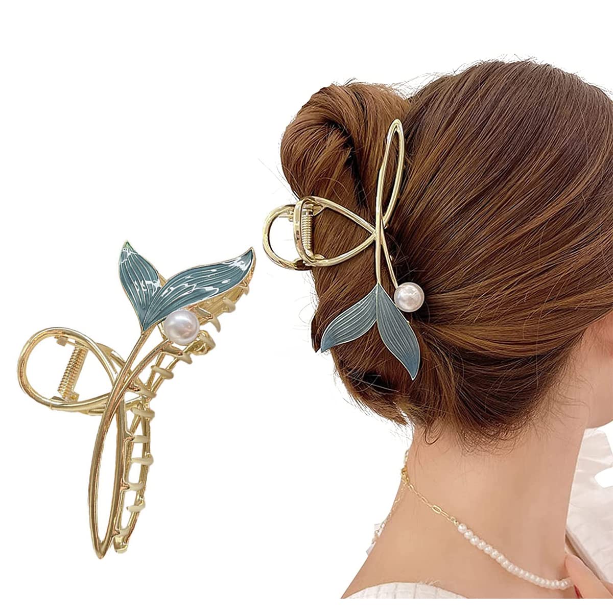 PALAY Hair Claw Clip for Women with Mermaid Pearl Design and Non Slip Metal Hold | Elegant Styling Accessory
