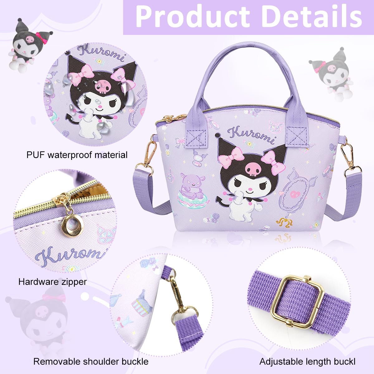 PALAY Cute Handbag for Girls featuring 16x7x22cm design with removable strap and PU leather | Purple mini tote for daily essentials