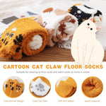 PALAY® 5 Pairs Winter Floor Socks for Women Girls Soft Warm Coral Fleece Socks Cartoon Cat Claw Overankle Socks Winter Home Warm Socks Home Floor Socks Christmas Gift for Girls
