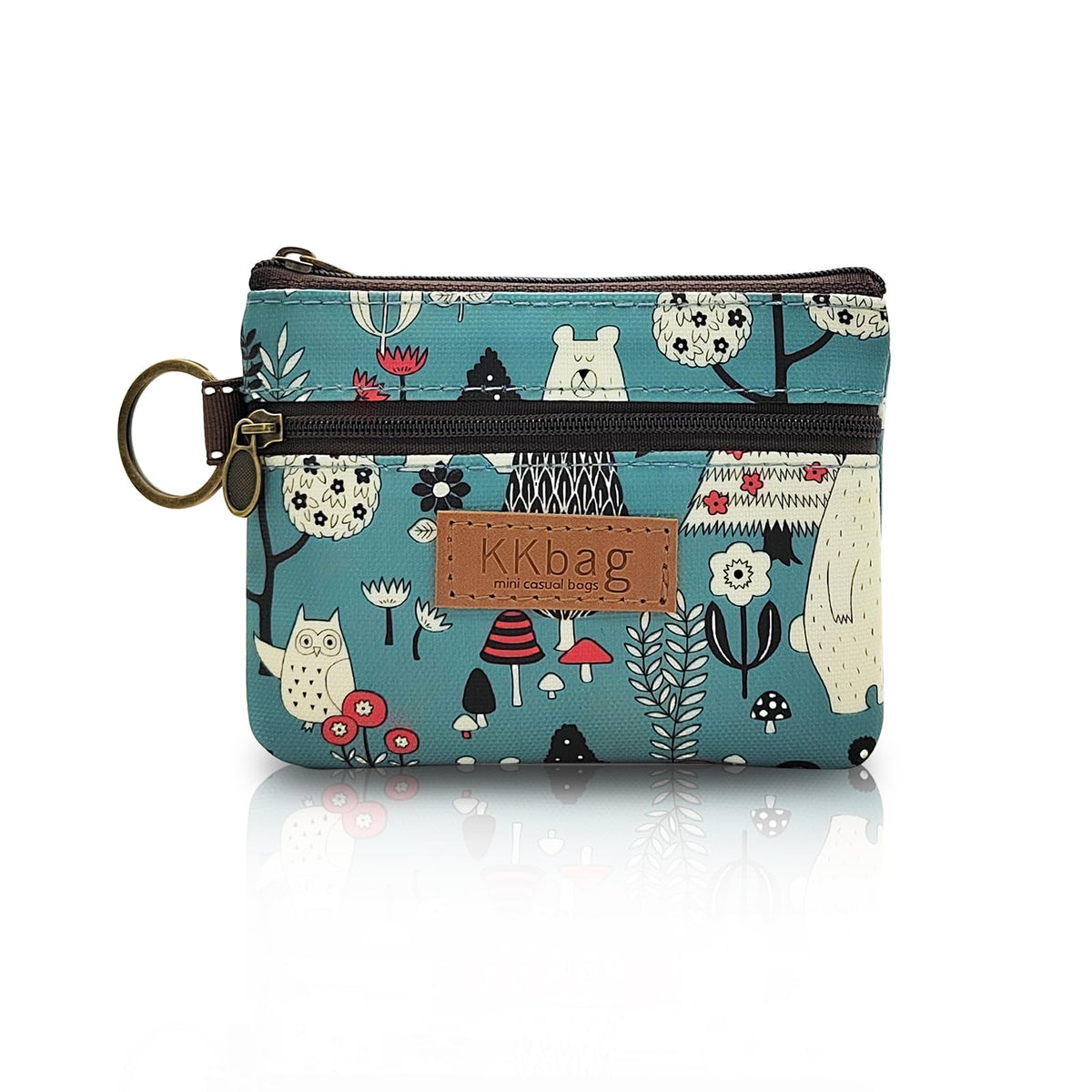 PALAY® Coin Bag with Carabiner Small Double Layer Wallet Card Bags Cute Girls Purse Zippe Pouch Cash Bag Earphone Fashion Earphone Waterproof Polyester Mini Bags for Women Girls