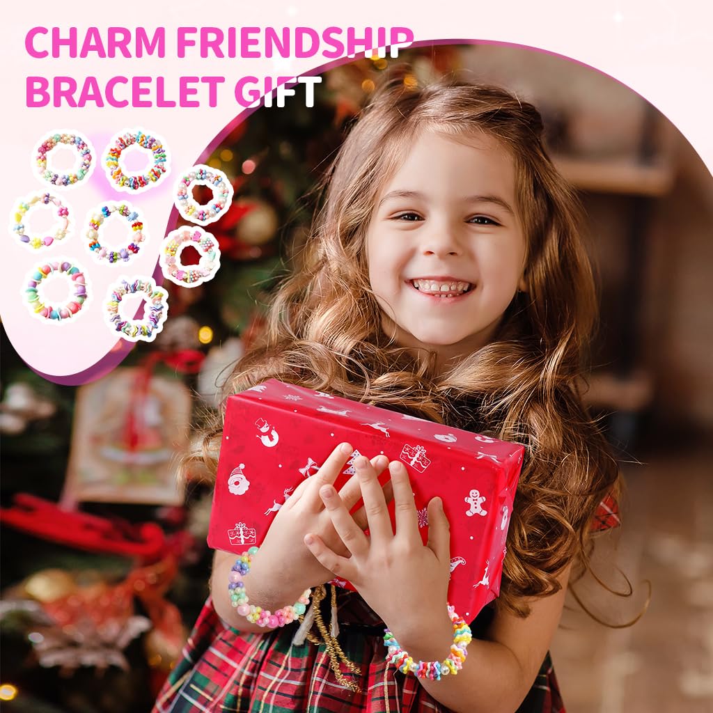 PALAY Bracelets for Girls 8Pcs Set with Elastic Beaded Design & Acrylic Material | Ideal Gift