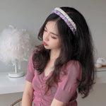 PALAY Headband Set for Women with Floral and Pearl Designs 7pcs | Purple Gift Accessory