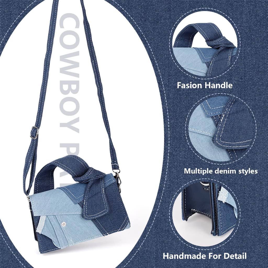 PALAY Crossbody Bags for Women with Patchwork Denim and Top Handle | Casual Shoulder Purse