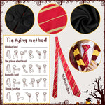 PALAY® Gryffindor Costume Set Halloween Costume Set of 5Pcs Magic Harry Pottery Costume Set with Glasses, Magic Wand, Robe, Scarf, Tie, Cosplay Costume For Kids 125-135 cm