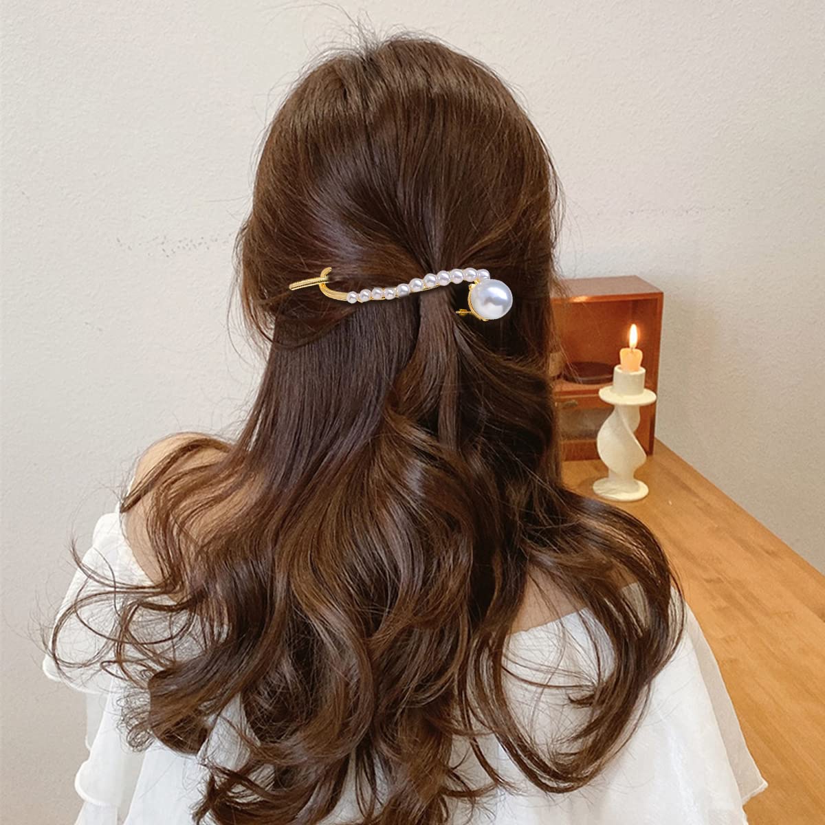 PALAY Hair Clips for Women featuring Alloy Pearl Banana Clip for French Twist Hairstyles | Elegant Metal Claw Accessory for Daily and Party Wear