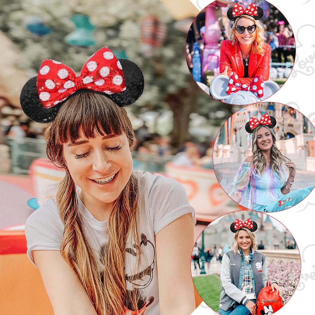 PALAY Hairband for Women and Girls featuring Sequin Bow Ears | 4PCS Soft Headband Set