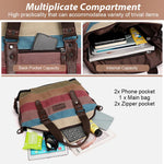 PALAY Canvas Tote Bag for Work and Travel with Removable Shoulder Belt 36x12x37 cm | Stripy Print