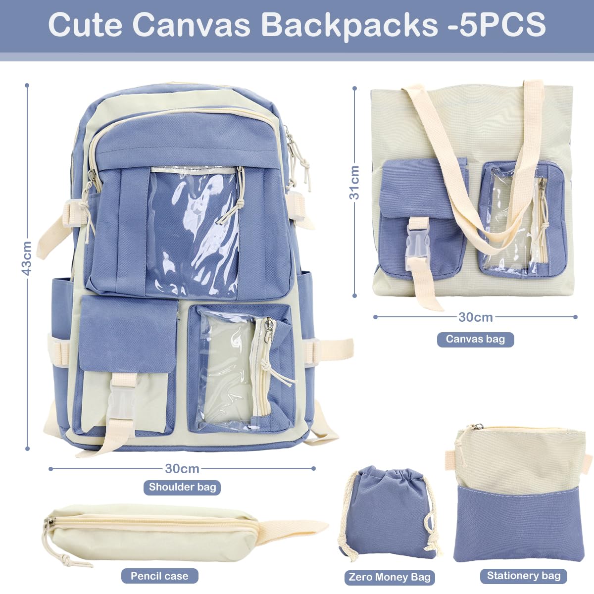 PALAY Cute Backpack for Girls with 30×13×43 cm Capacity and Multi Pocket Canvas Set | Waterproof School Bag