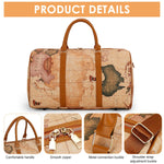 PALAY Tote Bag for Travel with 48x24x30cm Capacity featuring Removable Strap and Waterproof PU | World Map Retro Print