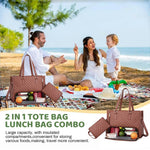 PALAY Tote Bag for Women with Insulated Lunch Compartment and Detachable Strap | Travel and Office Use