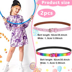 PALAY Girls Belt 4PCS Set with Metal Buckle 90cm PU Leather Glitter Pink & Rainbow for 6–12