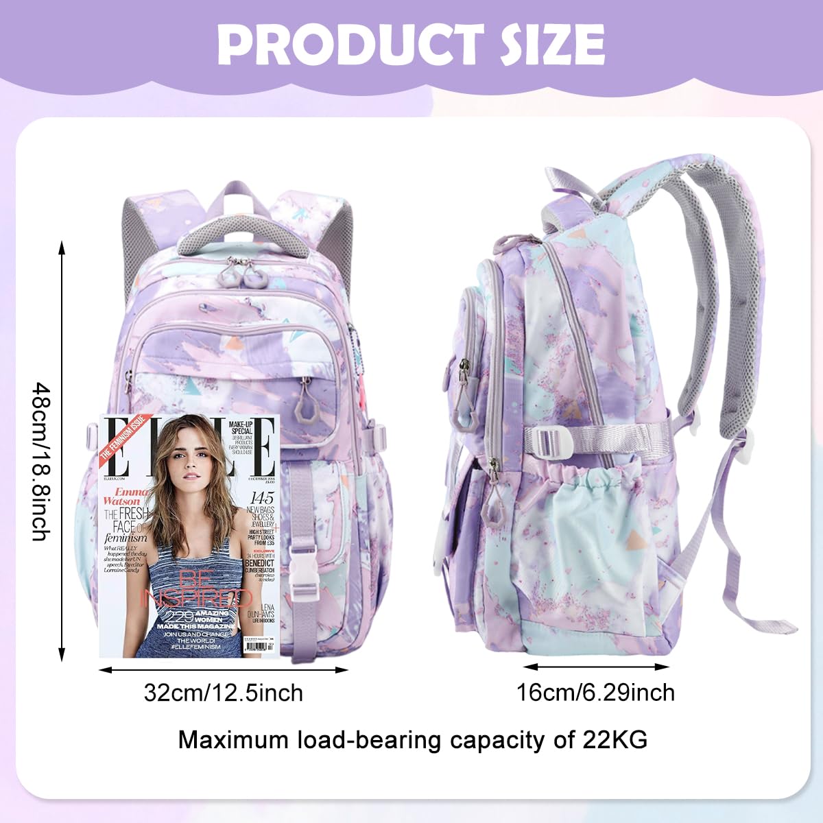 PALAY School Backpack with 13.3 in Laptop Compartment and Trolley Strap | Waterproof Oxford Bag for Girls