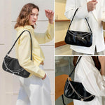 PALAY Shoulder Bag for Women with Zippered Crossbody Strap and 21x10x14cm Size | PVC Tote featuring Glossing Bow Charm