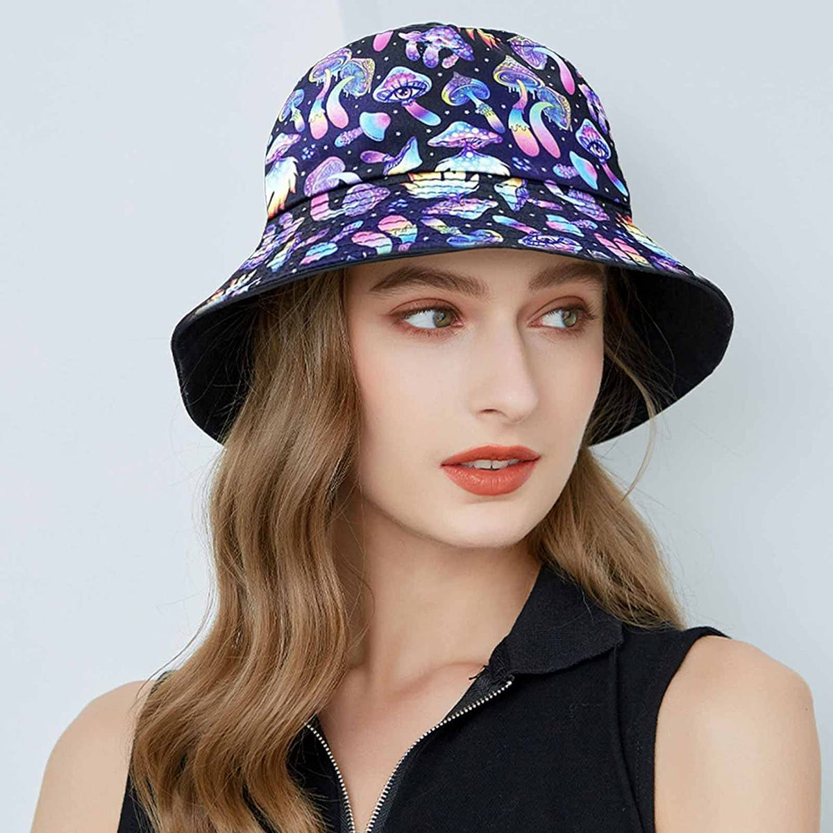 PALAY Bucket Hat for Outdoor Travel with 7cm Brim and Reversible Mushroom Print | Cotton Polyester Sun Hat