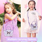 PALAY® Kawaii Handbag for Girls Cartoon Purple Kuromi Mini Tote Handbag with Shoulder Strap Girls Mini PU Crossbody Handbag Purse Kuromi Tote Bag Gift Handbag for Girls, 16x7x22cm