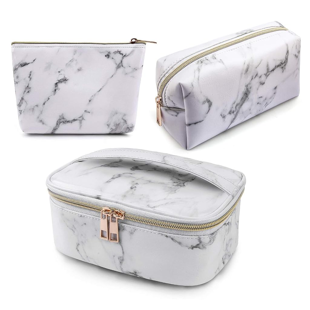 GUSTAVE® 3PCS Makeup Pouches Set for Travel Cosmetic Bags Waterproof Toiletry Storage