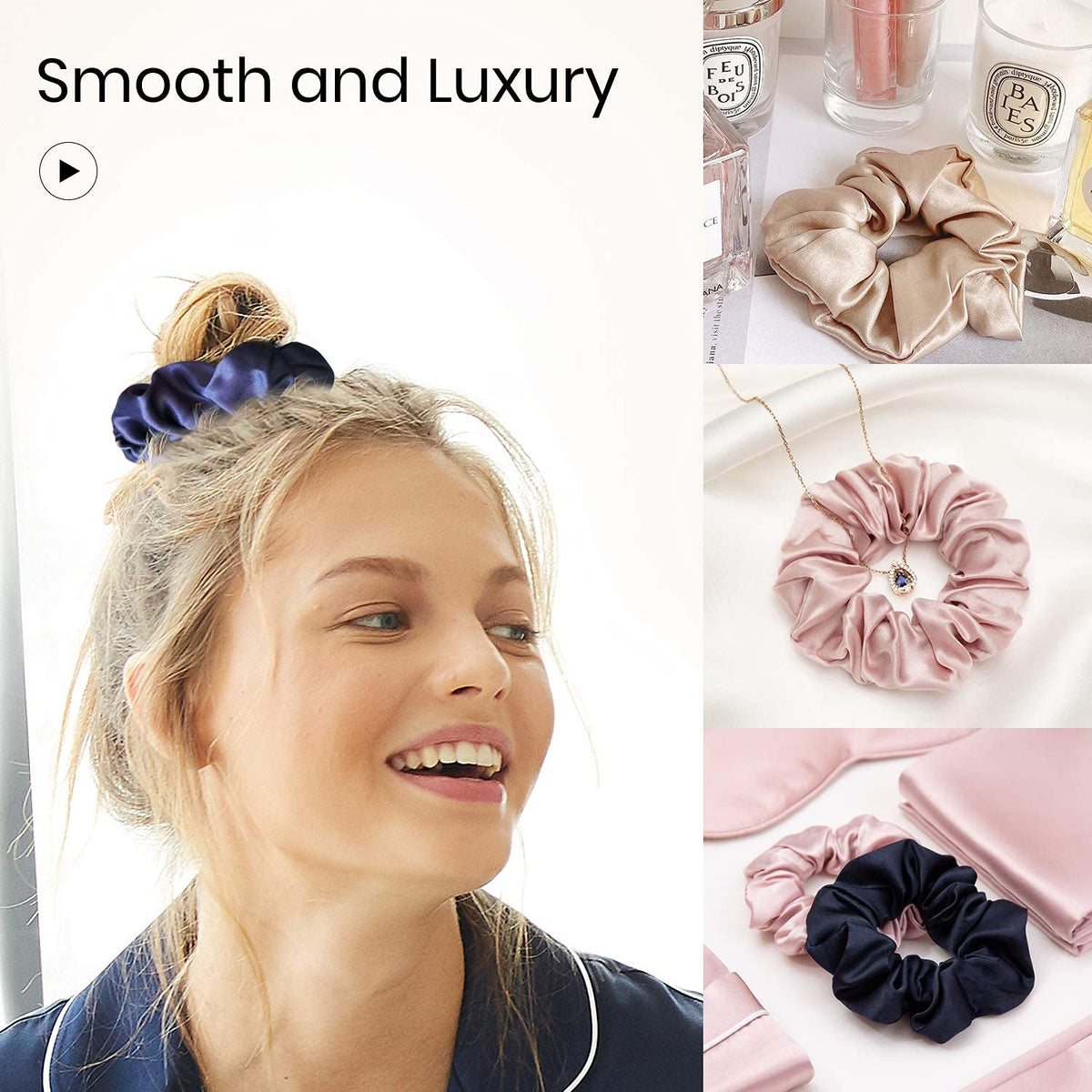 PALAY Silk Satin Scrunchies for Ponytails with Strong Elastic Hold 10pcs Set | Women & Girls Hair Ties