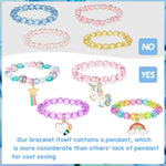 PALAY Unicorn Bracelet for Kids with 9 Crystal Beaded Designs featuring Cute Unicorn & Rainbow Charms