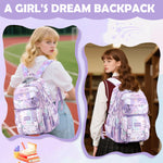 PALAY School Backpack with 13.3 in Laptop Compartment and Trolley Strap | Waterproof Oxford Bag for Girls