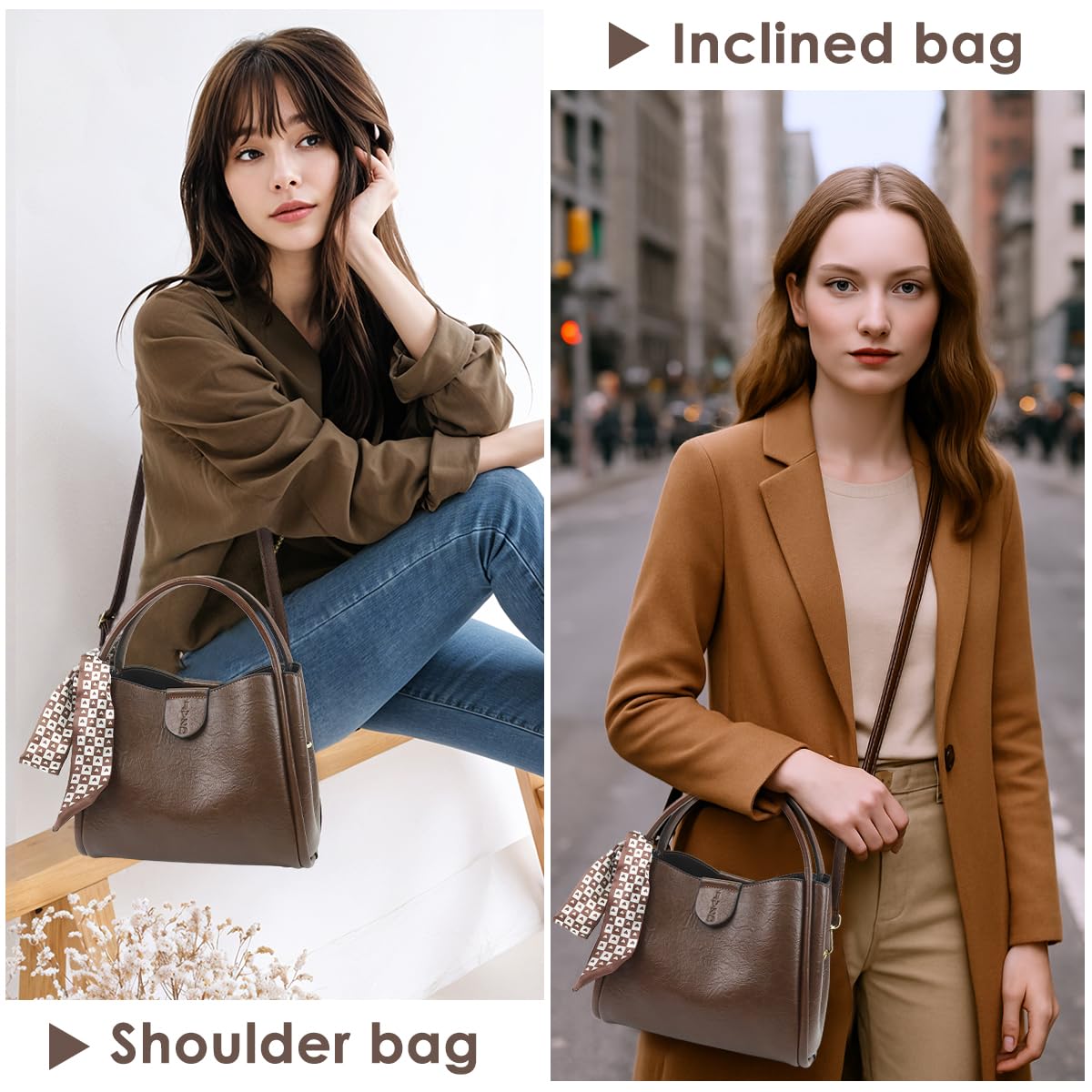 PALAY Fashion Women Handbag for Everyday Use featuring Classic Vintage Brown PU Tote | Versatile Crossbody Bag for Gift Occasions