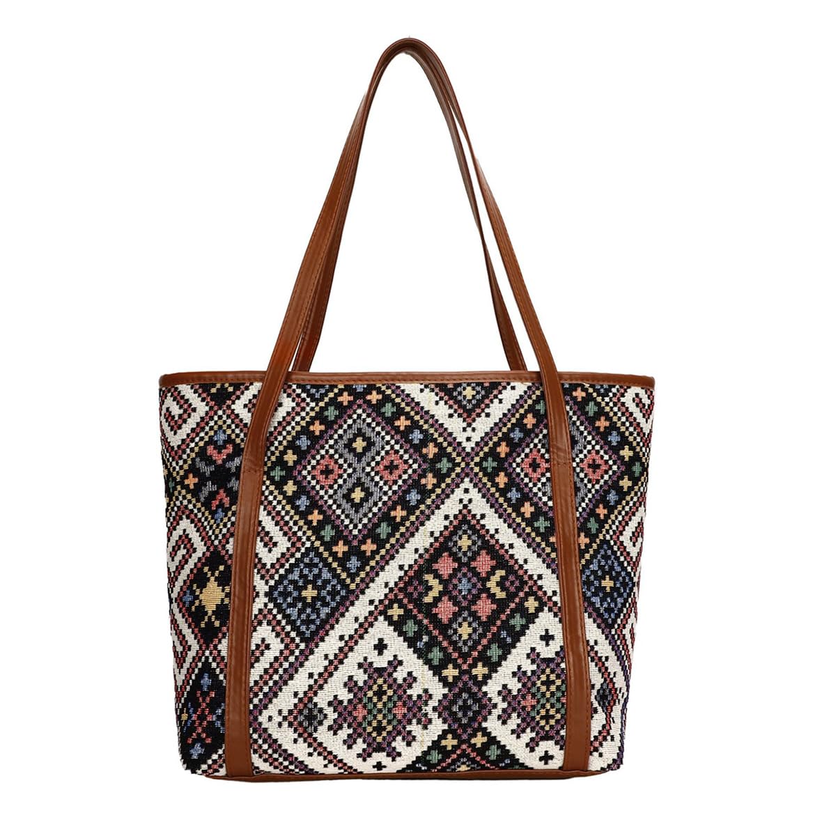 PALAY women's handbag tote bag for daily use featuring zipper closure and 15.8x4x15.4 in spacious design | polyester and PU vintage jacquard print