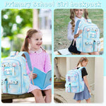 PALAY School Bag for Girls with 6 Badges and Ergonomic Support | Waterproof Nylon Backpack