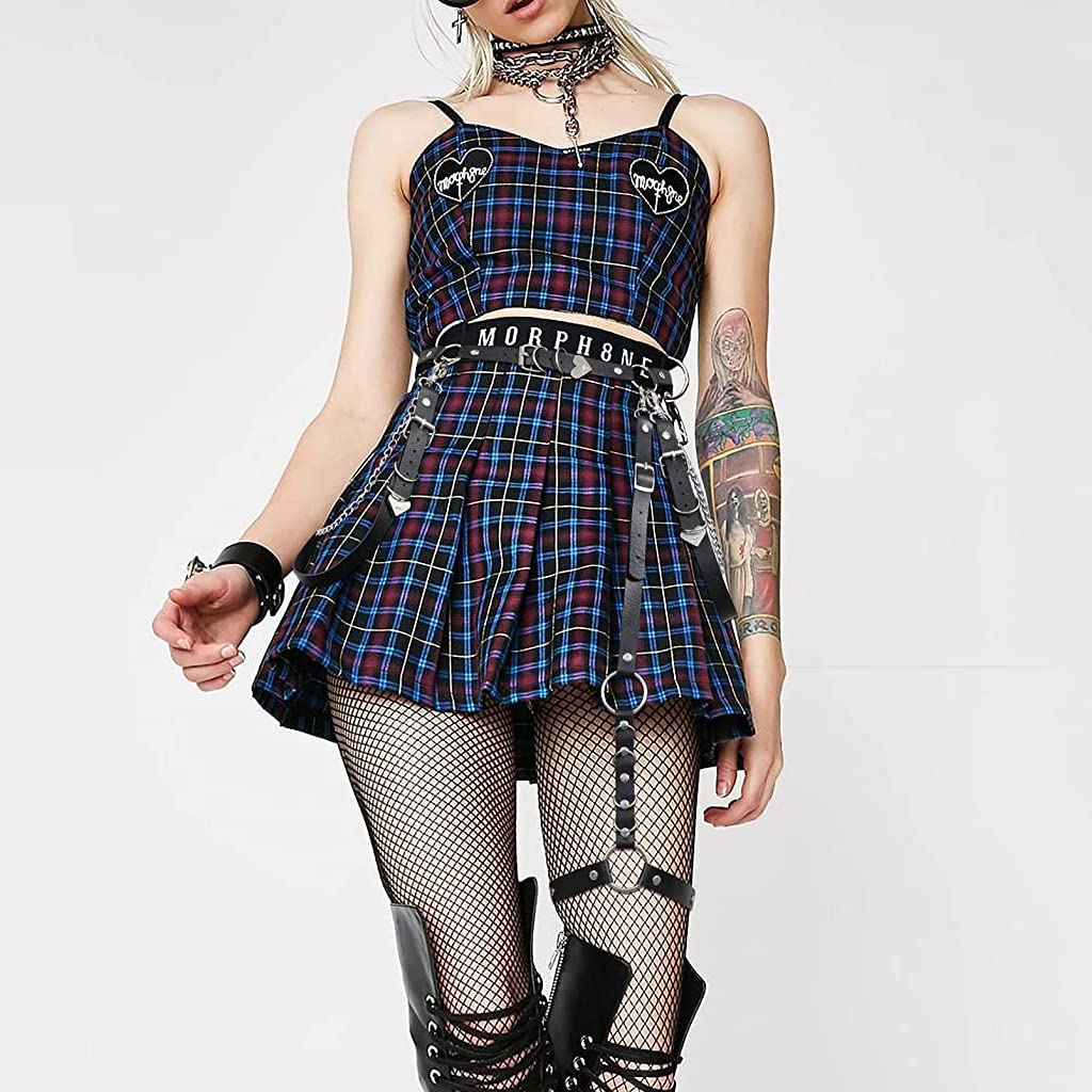 PALAY Punk Waist Chain Belt for Women featuring Metal Rings and Heart Pendant | 110cm Black Faux Leather