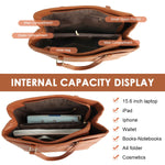 PALAY Tote Bag for Women with 15.6 in Laptop Compartment and Waterproof PU Leather | Brown Office Handbag