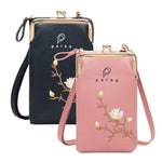 PALAY Women Mini Crossbody Phone Bags for Everyday Use with 6 Card Slots and Smooth Zippers | Pink and Black PU Leather Set