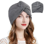 PALAY Womens Winter Turban Beanie Cap for Cold Weather with Crochet Design and Soft Acrylic Knit | Elegant Grey Hat Gift