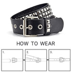 PALAY Studded Belt for Women and Men with Jeans Jacket Chains | Black PU Leather 110cm
