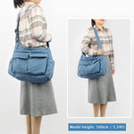 PALAY Canvas Shoulder Bag for Travel and Casual Use with Multi Compartment Design | Blue Denim Crossbody for Women