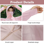 PALAY Sun Protection Jacket for Women UPF 50 Plus with Wide Brim Cap and Full Zip Hoodie | Lightweight Pink 3 PCS Set