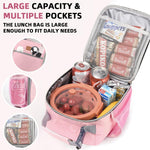 PALAY Silicone Lunch Bag for Work and School featuring Bottle Holder and 22x11x26cm Storage | Pink Insulated Cooler for Women and Kids