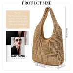 PALAY Straw Beach Bag for Women with Zip-Up Closure and Polyester Liner | Boho Summer Tote