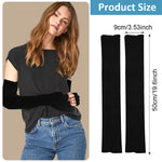 PALAY Arm Warmers for Women with 50cm Long Fingerless Design | Black Knit 3PCS Set