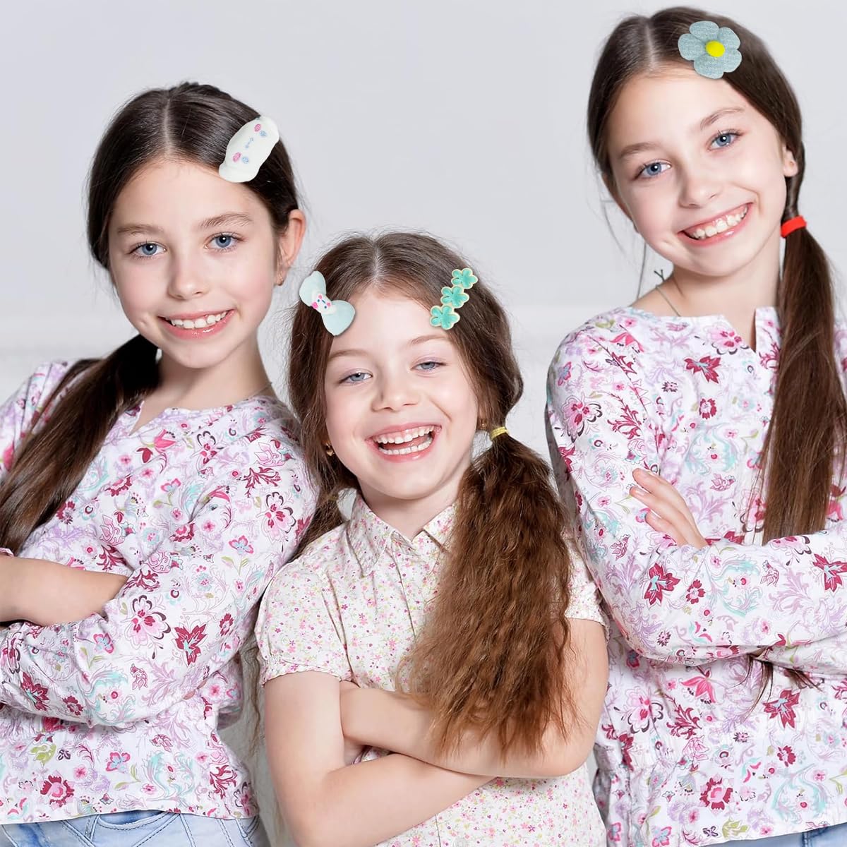 PALAY Cinnamoroll Hair Clips for Girls featuring 8pcs Plush Flower Blue Barrettes | Kawaii Accessory