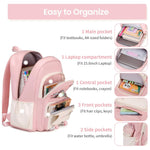 PALAY® School Bag for Girls Kawaii Pink School Book Bag Multi Compartment 15.6 inches Travel Backpack