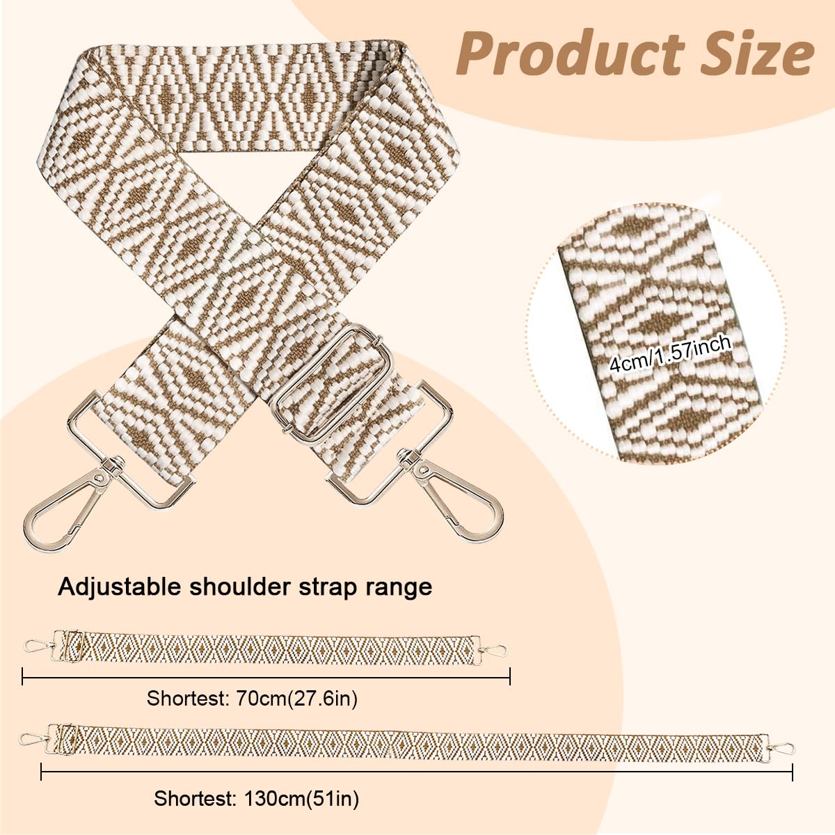 PALAY® Purse Strap Replacement Crossbody Wide Shoulder Strap Fashion Adjustable Canvas Straps Handbag Strap for Women Replacement Handbag Straps