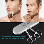 PALAY® Tijeras de Bello Facial Curvo y Redondeado para Hombres y Mujer, Tijeras para Cortar El Pelo de La Nariz, de La Barba, para Orejas, Nariz con La Tijera Chata Acero Inoxidable Profesional