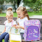 PALAY® Girls School Backpack Unicorn Cartoon Backpack Primary Bookbag Girls Backpack for School, Travel, Camping, Waterproof Burden-relief Backpack School Gift for Kids 5-10 Years Old