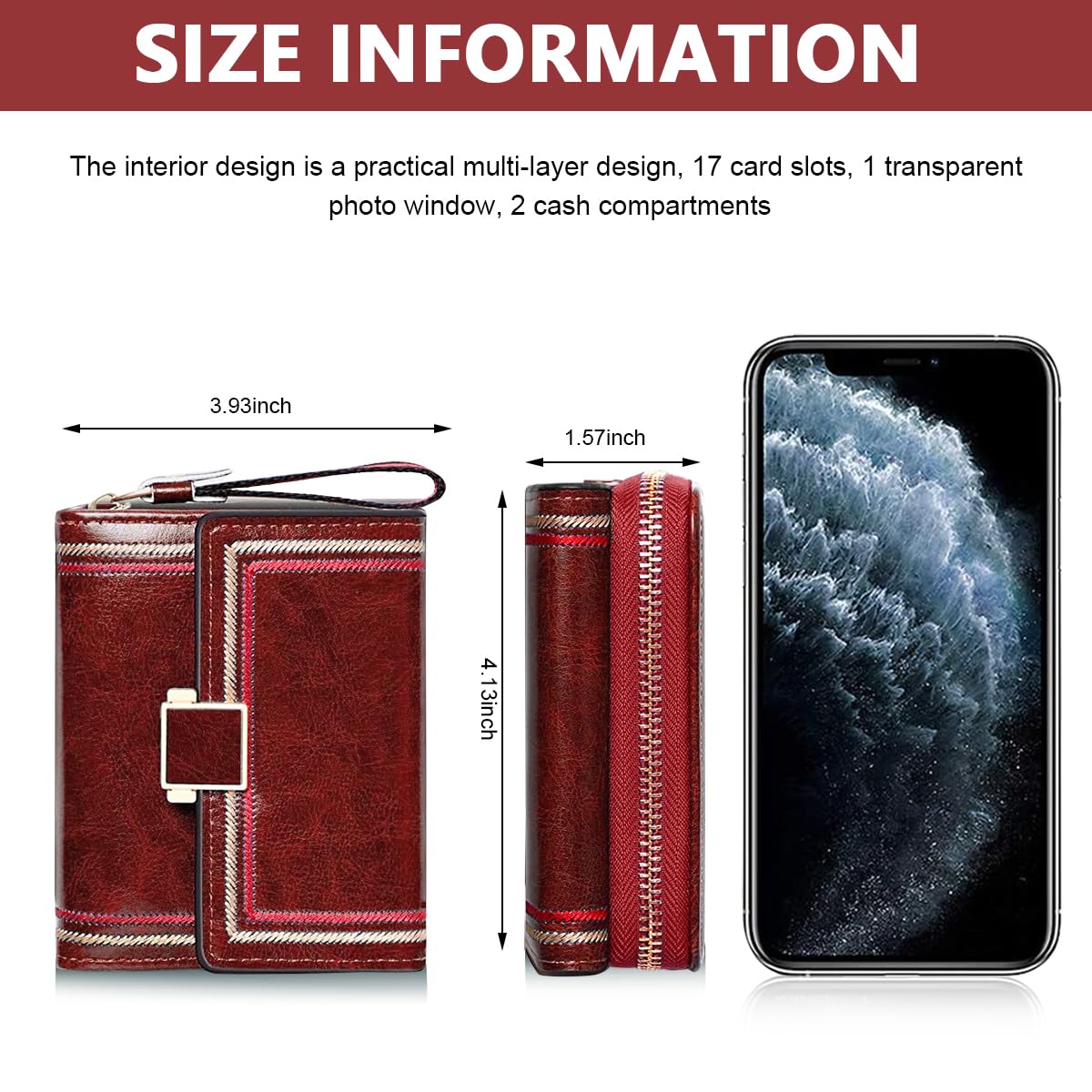 PALAY Mini Wallet for Women with Bifold Design and RFID Protection featuring PU Leather in Vintage Burgundy Red | Compact Purse for Cards and Coins