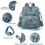 PALAY PU Leather Backpack for Travel featuring Reinforced Straps and Soft Blue Design