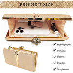 PALAY Clutch Bag for Evening Events featuring Rhinestone Floral Buckle and 22x13cm Size | Glitter Champagne Handbag for Women