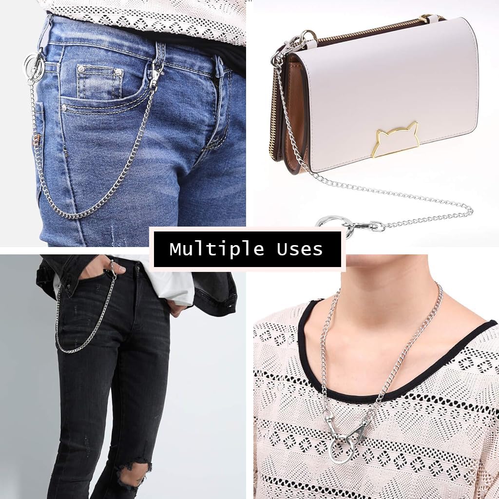 PALAY Pants Chains Set for Women with Lobster Buckles and 3Pcs 44cm Stainless Steel Layers