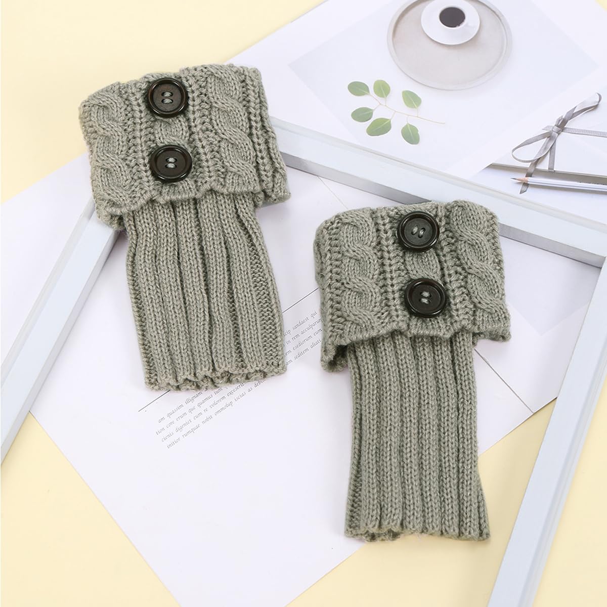 PALAY Boot Cuff Leg Warmers for Winter with Crochet Knitted Design and Soft Acrylic | Grey