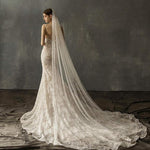 PALAY Bridal Veil for Wedding Featuring Alloy Comb and 2.3m Lace Tulle with Pearls | Pure White