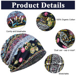 PALAY Beanie Cap for Women featuring Two Openings and 27×28cm Soft Polyester Spandex Fabric | Stylish Boho Floral Chemo Hat