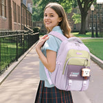 PALAY School Backpack with 3 Zip Compartments and Padded Shoulder Straps for Girls | Khaki Nylon Casual Travel Bag