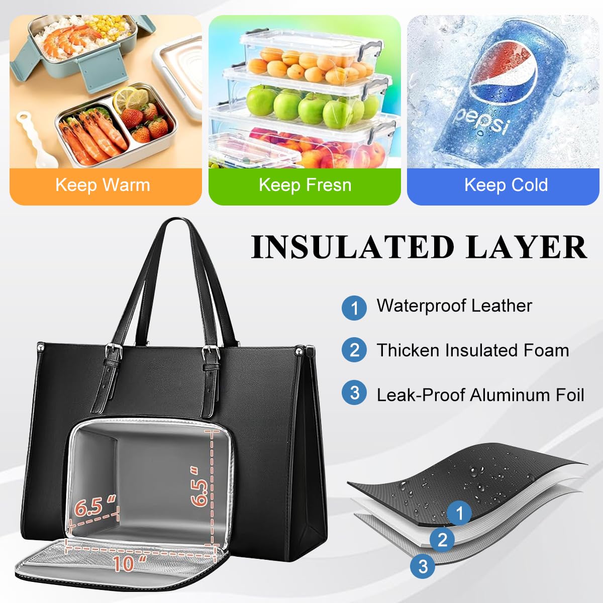 PALAY Laptop Bag for Office and Travel 15.6 Inch with Insulated Waterproof Compartment